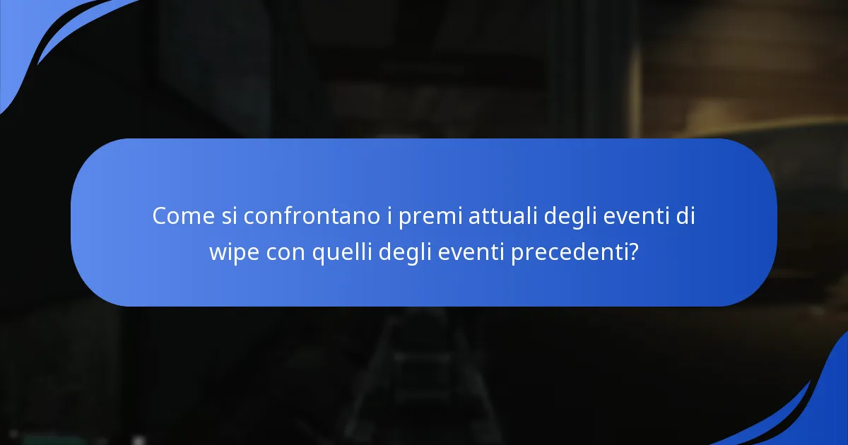 Come si confrontano i premi attuali degli eventi di wipe con quelli degli eventi precedenti?