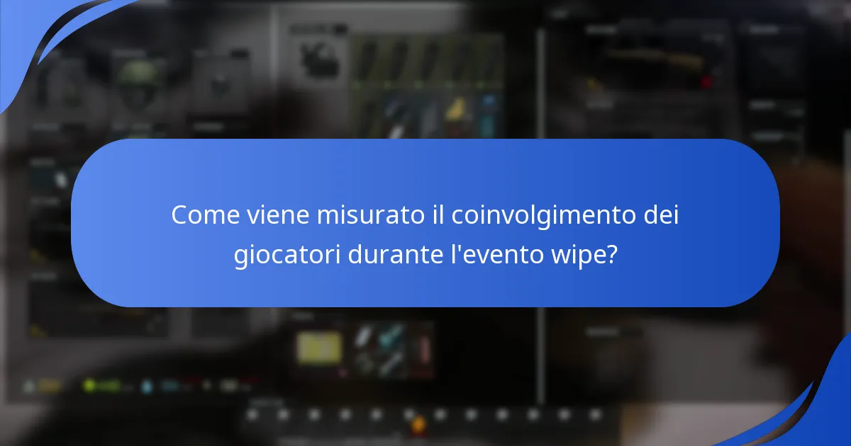 Come viene misurato il coinvolgimento dei giocatori durante l'evento wipe?