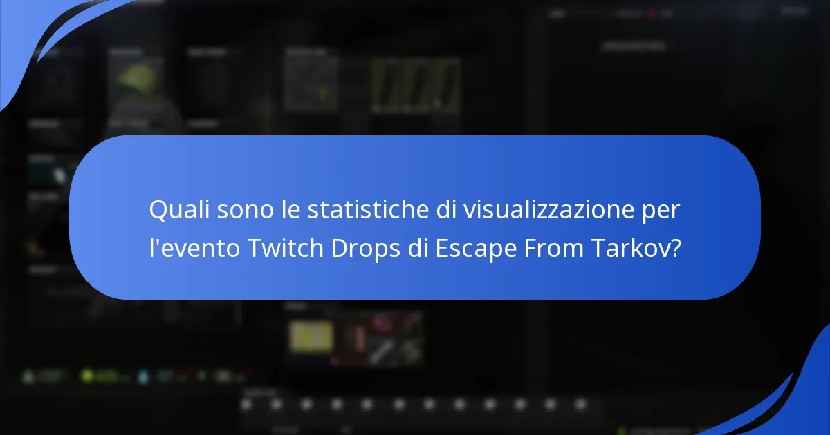 Quali sono le statistiche di visualizzazione per l'evento Twitch Drops di Escape From Tarkov?
